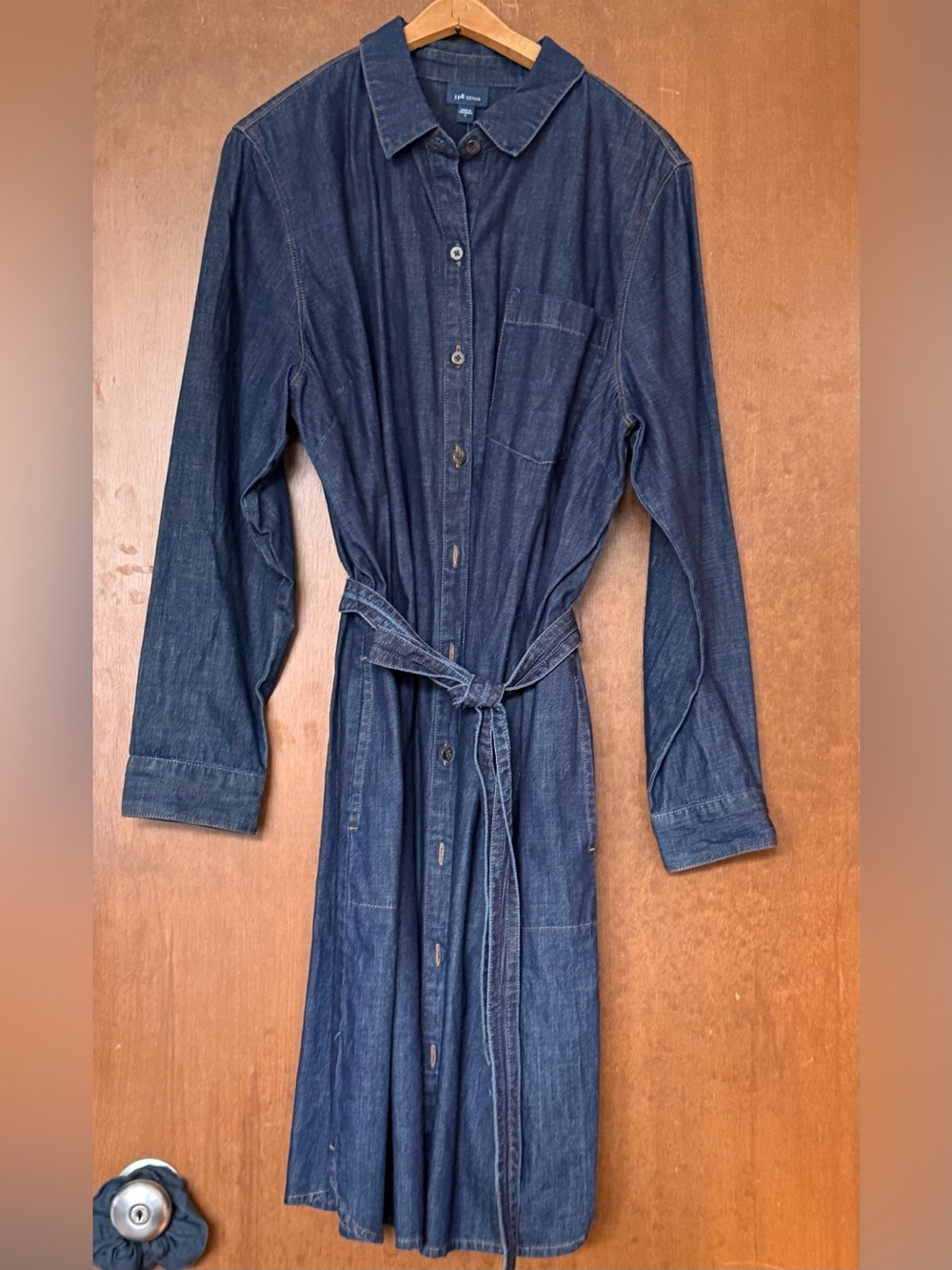 J Jill Indigo Belted Shirt dress, Large, NWT - Picture 4 of 16